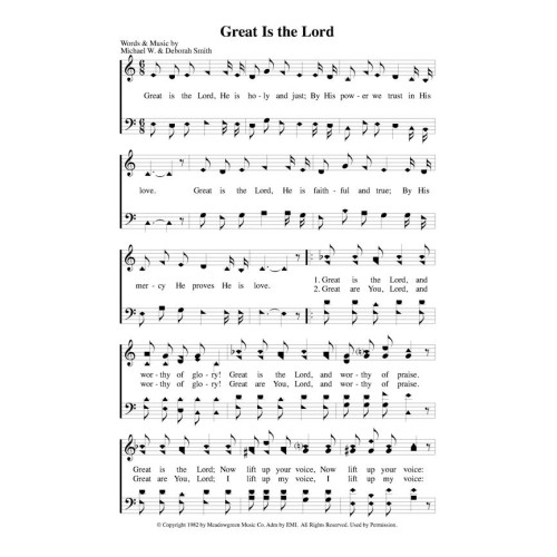 Great is the Lord - PDF Song Sheet