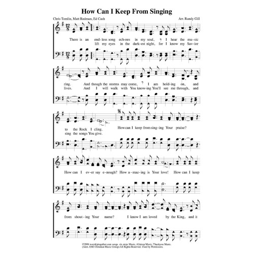 How Can I Keep From Singing - PDF Song Sheet