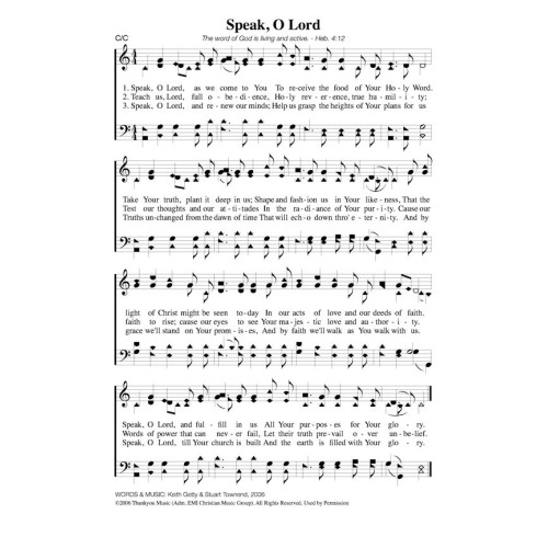 Speak O Lord - PDF Song Sheet