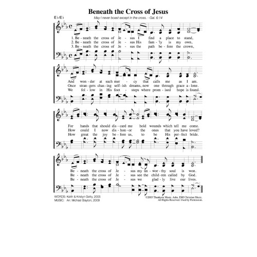 Beneath the Cross-Getty PDF Song Sheet