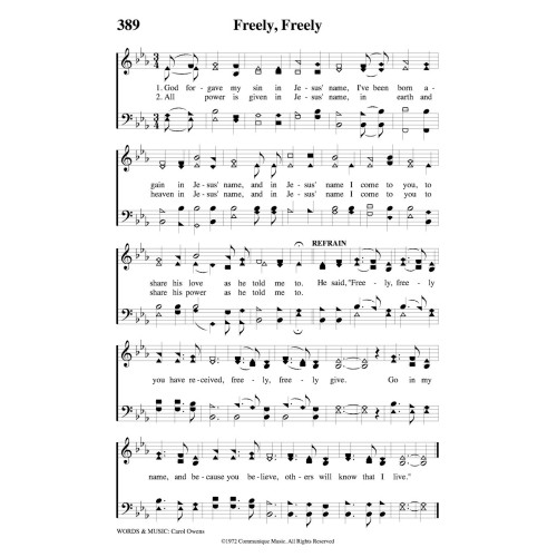 Freely Freely -Methodist -PDF Song Sheets