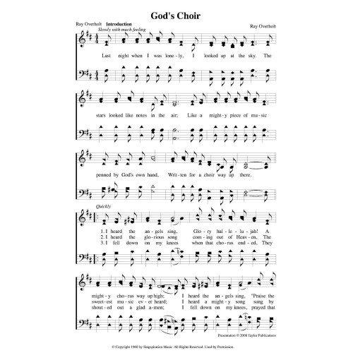 God's Choir PDF Song Sheet