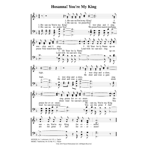 Hosanna You're My King PDF Song Sheet