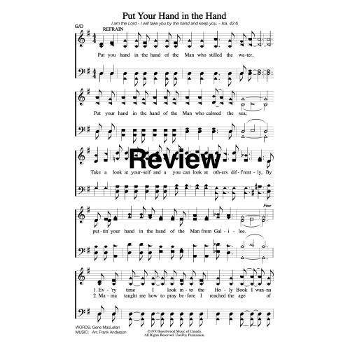 Put Your Hand in the Hand-PDF Sheet Music