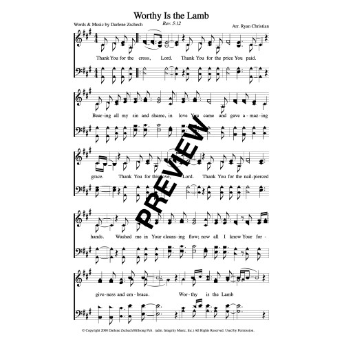 Worthy is the Lamb-Zschech-PDF Sheet Music