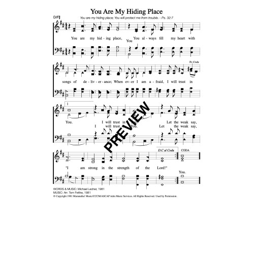 You Are My Hiding Place-PDF Sheet Music