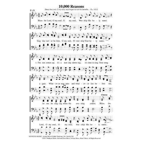 10,000 Reasons PDF Song Sheet