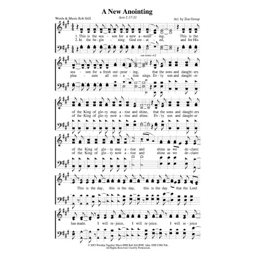 A New Anointing PDF Song Sheet