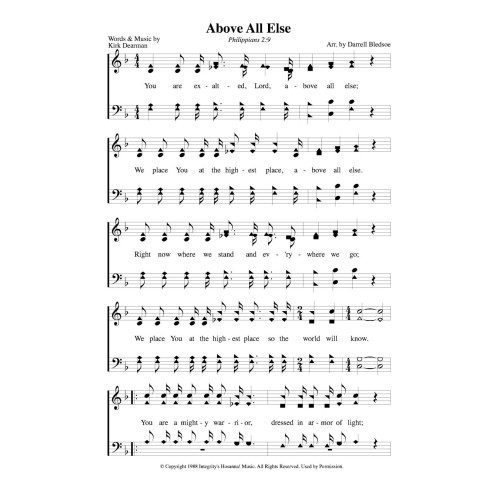 Above All Else - PDF Song Sheets