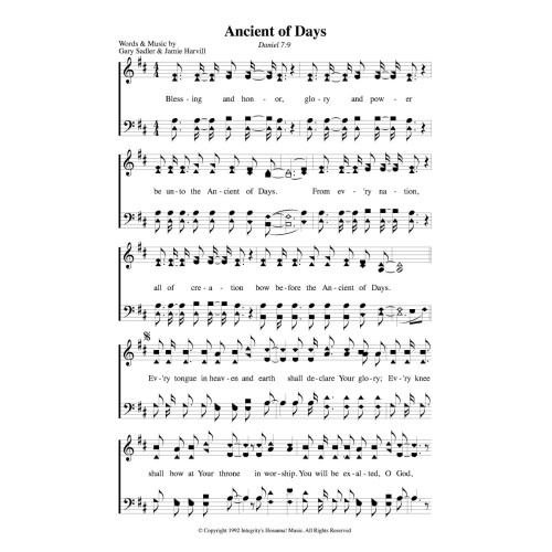 Ancient of Days PDF Song Sheets