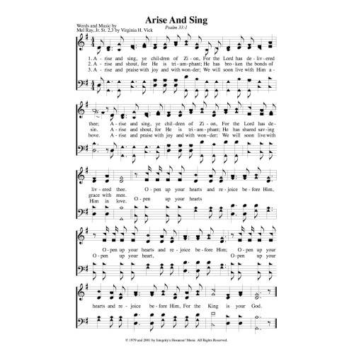 Arise and Sing PDF Song Sheet